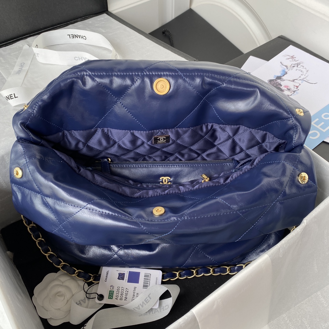 Calfskin 22 Small Handbag Shoulder Bag AS3260 Dark Blue